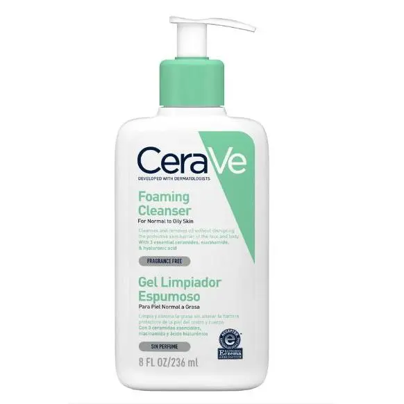 CERAVE GEL LIMPIADOR ESPUMOSO PIEL NORMAL A GRASA 236 ML - 1