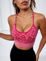 Sujetador Deportivo Para Mujer Con Estampado De Leopardo En Color Opaque Sin Costuras Cruzado Shockproof Form-Fitting Wireless Transpirable Y Absorbente De Sudor - details 3