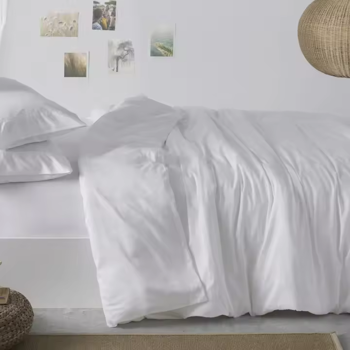 Juego Funda Nórdica 100% Algodón 180 Hilos | Burrito Blanco | Suave Percal Blanco Liso | Todas las Medidas - 1