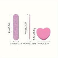 Set De 12 Piezas De Cuidado De Uñas Con Brillo Rosa Kit De Arte De Uñas Y Pedicura Con Pulidor De Corazón Rodillo De Cristal Y Lápiz De Archivo Doble Cara - details 2