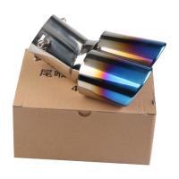 Puntas De Escape De Acero Inoxidable Para Coche Universal Modelo Doble Con Tubo De Eje Azul Accesorios De Muffler - details 4