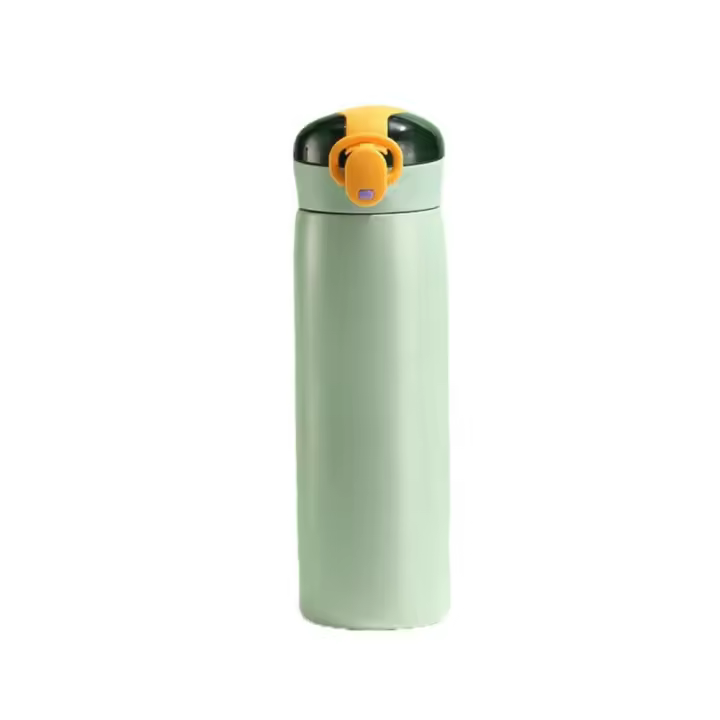 Mini botella de agua de acero inoxidable, pequeña botella aislada al vacío, a prueba de fugas, mantiene las bebidas calientes o frías (460 ml, verde) - 1