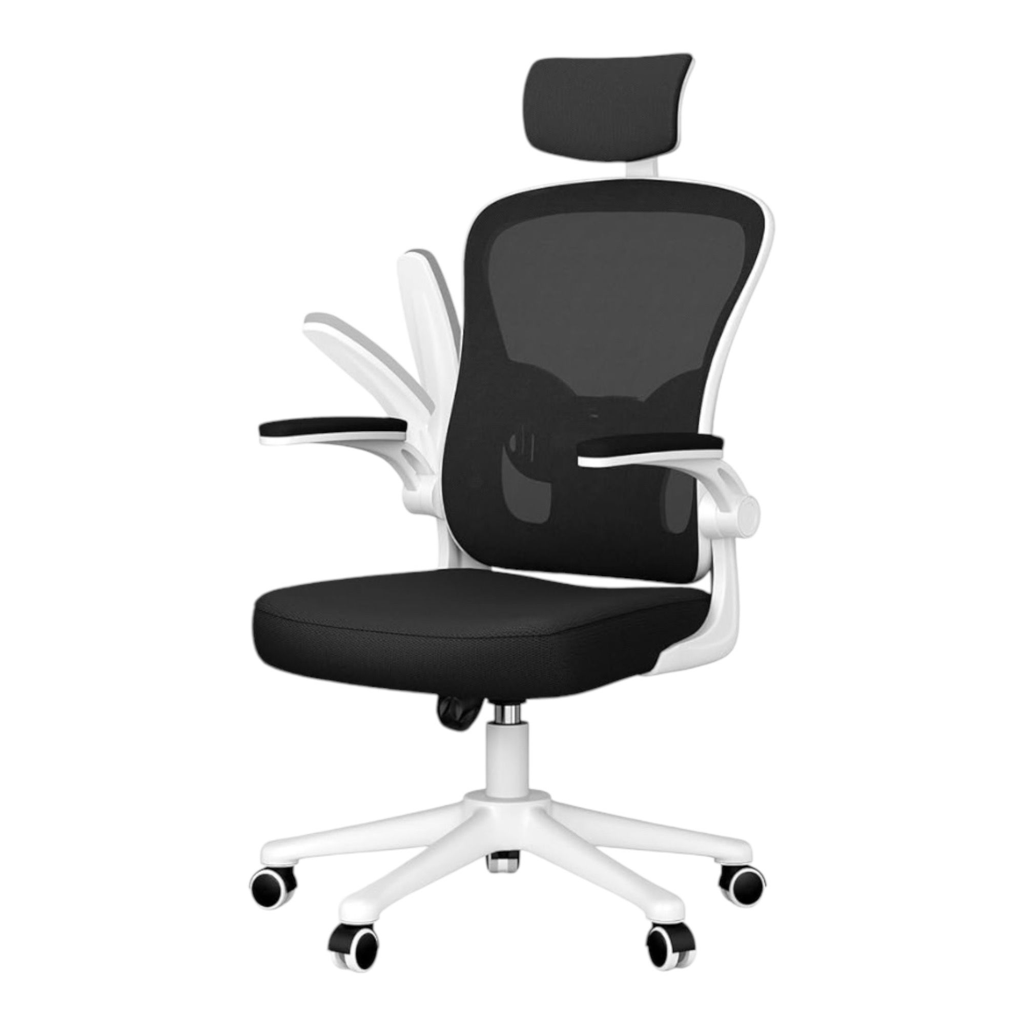 Silla de Oficina, para Gaming, Escritorio Ergonómica con Reposacabezas, Ajustable y con Soporte Lumbar  Respaldo de Malla Transpirable  Reposabrazos Abatibles de 90°  Giratoria 360° (SF168-001 6190 )