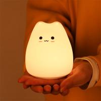 Lámpara De Noche De Gato Lindo En Silicona Con Sensor Táctil 7 Colores Luz De Dormir Para Decoración De Habitación Infantil Y Adultos - details 8