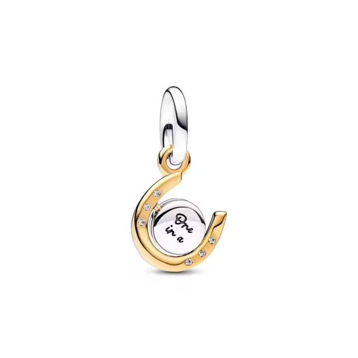 762713C01 - Charm Colgante en plata de ley y con un recubrimiento en oro de 14k Herradura Disco Giratorio en Dos Tonos Pandora 762713C01 PANDORA Raíz Joyas Pandora MUJER inicio Charm Pandora Mujer Pandora Original - 1