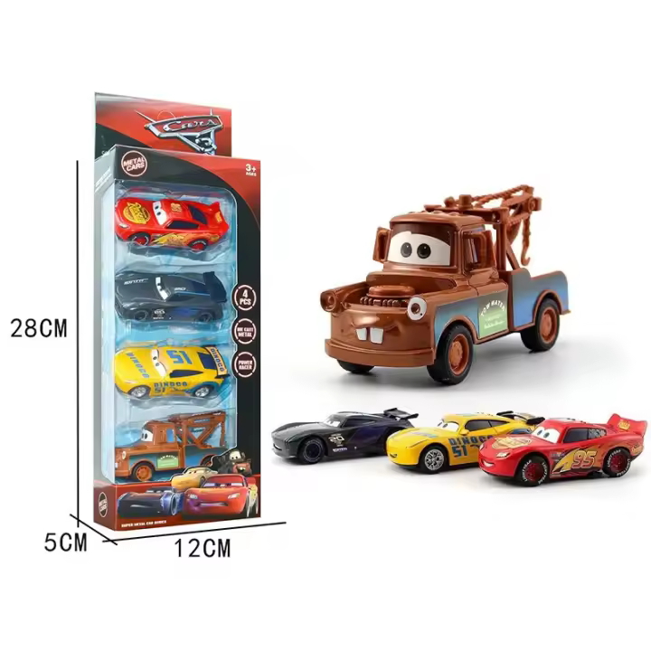 Juego De Coches De Carreras McQueen Jackson Aleación Modelo Cartoon Power Racing Regalo De Cumpleaños Para Niños Set De 4 Piezas - 1