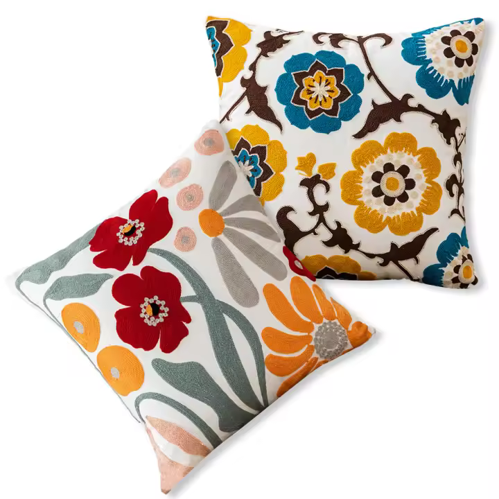 Juego de Cubiertas de Cojín Decorativas de Flor 2 Piezas de Almohada Cuadrada para Sofá de Sala de Estar 18'x18' pulgadas - 1