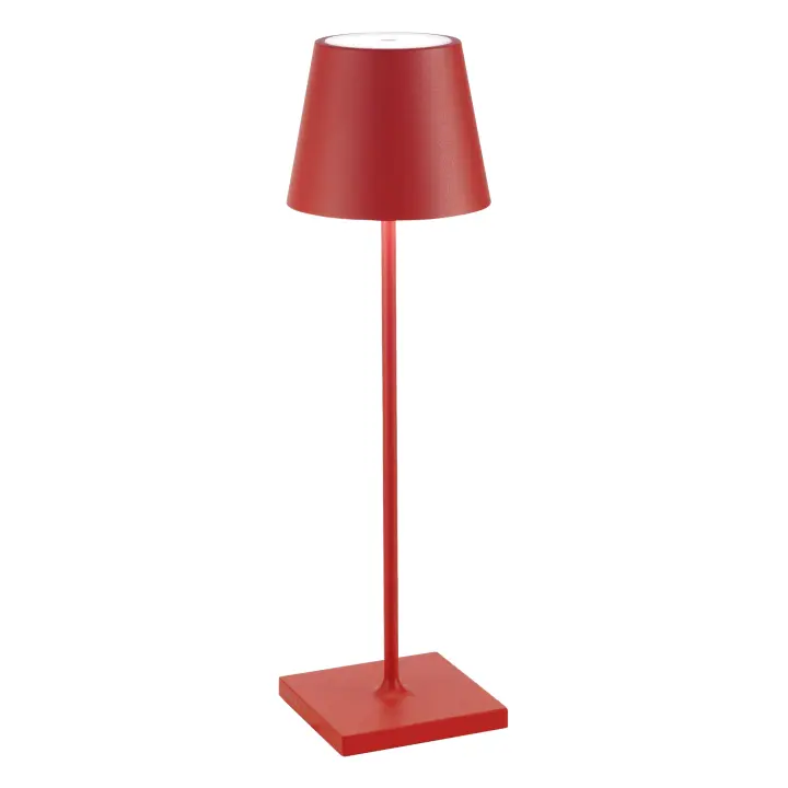 Lámpara de Mesa LED recargable E inalámbrica Poldina Pro con Regulador táctil, 2700K-3000K, IP65, para interior y exterior, 38 cm alto, color Rojo - 1
