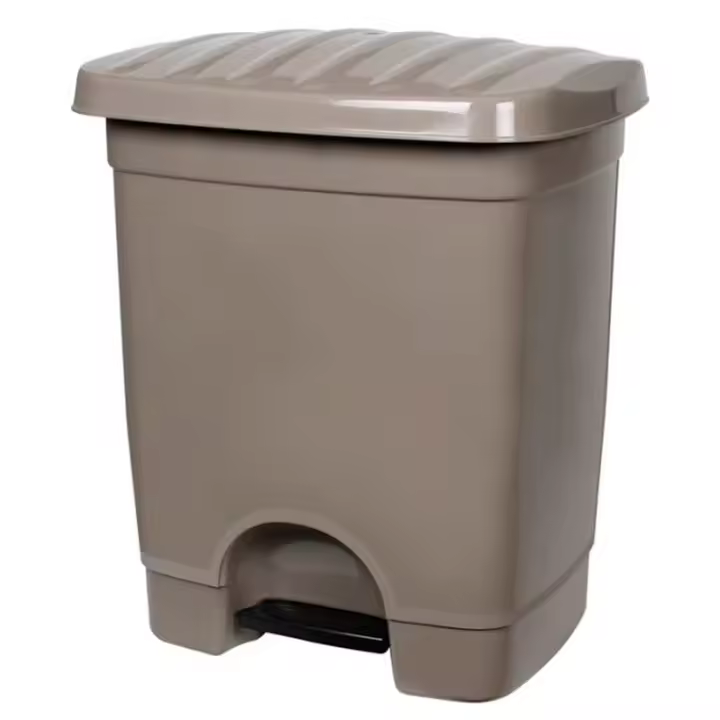 Tradineur - Cubo de basura de plástico con pedal, compartimento unitario, contenedor de residuos, papelera, cocina, fabricado en España (Topo, 35 litros, 45 x 39 x 31 cm) - 1