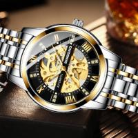 Reloj Mécanico Automático BINBOND 30M Impermeable Cuarzo Hueco Esqueleto Torbillón Acero Inoxidable Regalo Para Negocios - details 1