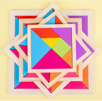 Juego De Tangram De Madera Con 7 Piezas Colores Juguete Educativo Para Niños Y Niñas Divertido Regalo De Fiesta Teoría Del Cerebro - details 2