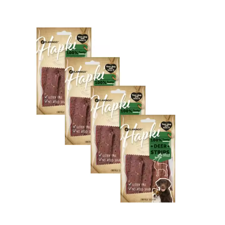 FLAMINGO SNACK GOLOSINAS HAPKI RODAJAS CIERVO PACK 4X85GR - 1