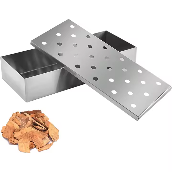 1 stainless steel smoke box,stable smoke box,barbecue accessories,suitable for gas grills and charcoal grills (silver) - 1