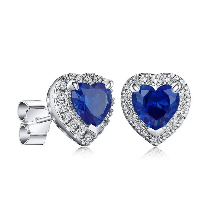 Pandora Pendientes de Aro en Plata de Ley Piedra de Nacimiento En Forma de Corazon，Incluye Caja Original - 1