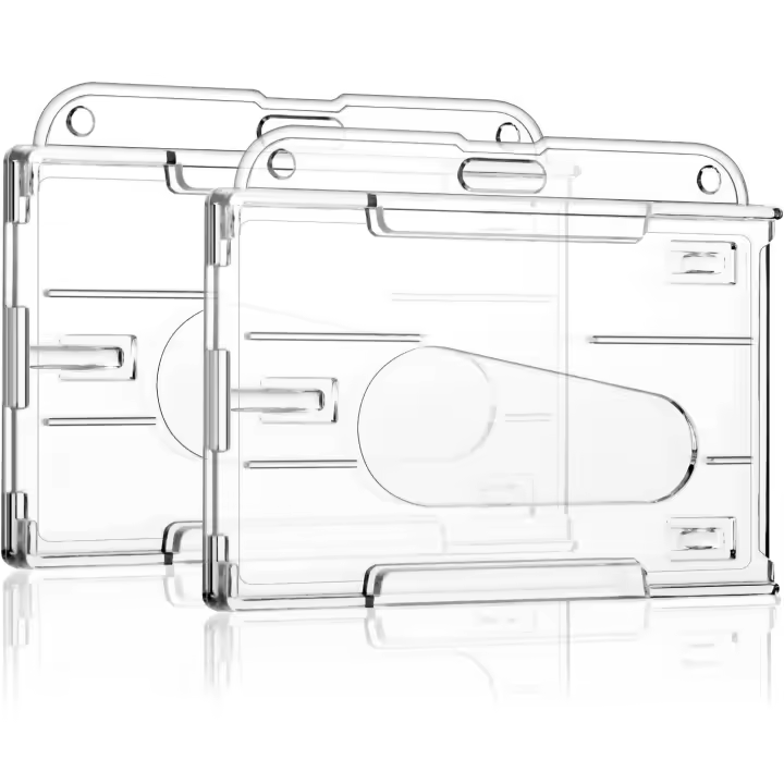 Portatarjetas horizontal, 2 unidades de plástico duro para tarjetas de crédito, portacredenciales transparentes, portacredenciales para oficina, escuela, tarjetas de crédito - 1
