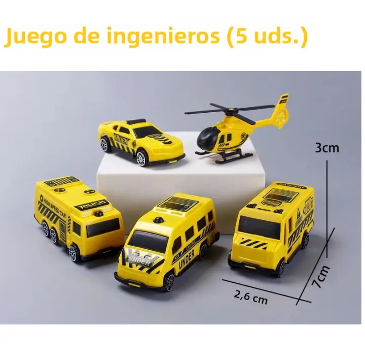 Juego De 5 Juguetes De Vehículos Para Niños Coche Helicóptero Avión Camión De Bomberos Taxi Modelo De Cosplay Regalo De Navidad - 1