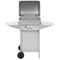 vidaXL Barbacoa portátil de gas con 2 zonas plateada acero inoxidable - details 5