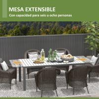 Outsunny Mesa de Jardín Extensible Mesa de Comedor Exterior Mesa de Terraza Rectangular para 6 -8 Personas con Marco de Aluminio Carga 50 kg para Balcón 180/240x94x73 cm Gris Oscuro - details 3