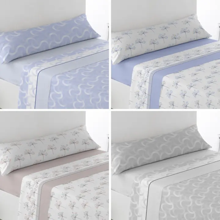 Juego de sábanas Modelo ALEATORIO ligero, suave, fresco. Azul, Beige. Juego de Cama 100% Microfibra tacto Satén. Cama de 150, 135, 90 y 105. Primavera, Verano. Dormitorio Elegante, Alegre, Colorido,Luz - 1