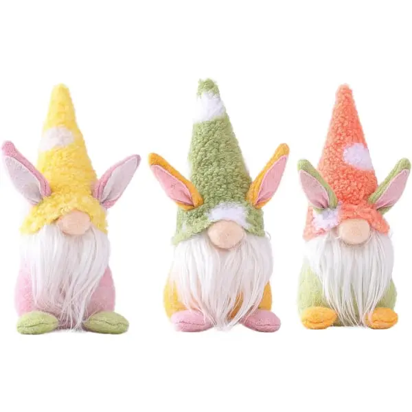 3 elfos de Pascua con huevos de Pascua, decoración de interiores para la primavera - 1