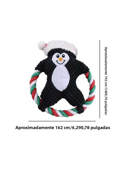 Juguetes De Peluche Para Perros De Algodón Y Cordel Interactivos De La Colección Navideña Ayudan a Masticar Y Ladrar - 1