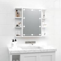 vidaXL Mueble con espejo y luces LED 70x16,5x60 cm en color Blanco/Roble Sonoma/Gris sonoma y más | almacenamiento funcional diseño moderno para baño dormitorio sala - details 7