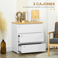 HOMCOM Cómoda 3 Cajones, Cómoda Dormitorio sin Tiradores, Cajonera para Salón, Oficina, Estilo Moderno, 70x37x75 cm, Blanco - details 4