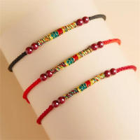 Pulsera De Hilo Rojo Para Mujeres Y Hombres Con Cuentas De Cinnabar Y Cordón Tejido Tíbet Budista Joyería De Muñeca Artesanal - details 0