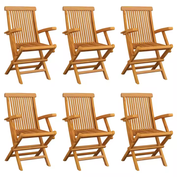 vidaXL Sillas de jardín plegables 6 unidades madera maciza de teca - 1