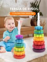 Torre De Colores Rainbow Rotada Con Música Juego De Pila De Anillos Montessori Para Educar a Niños Mayores De 3 Años - details 10