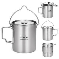 Lixada Taza De Acero Inoxidable 750ml Con Tapa Y Mango Plegable Portátil Para Camping Cocina Senderismo Picnic Uso Al Aire Libre - details 0