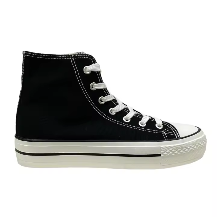 Bota Lona Doble Suela Negro - 1