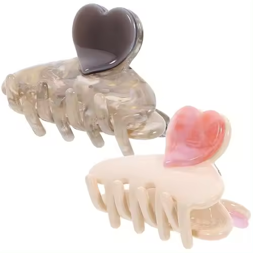 pinzas para el pelo con forma de corazón para mujer, pinzas grandes con forma de mandíbula para el pelo, pinzas para el pelo con forma de corazón para cabello largo o grueso - 1