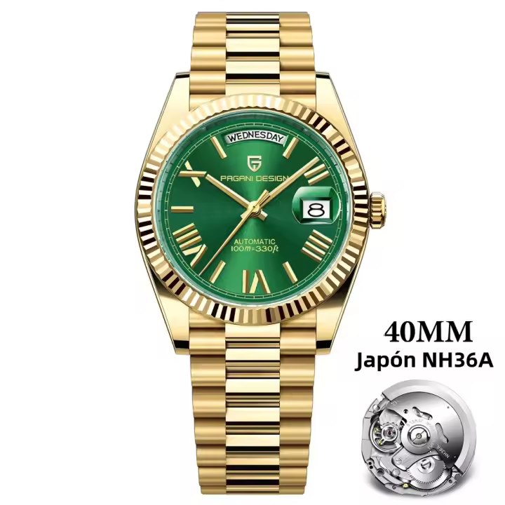 Reloj De Pulsera Mecánico PAGANI DESIGN DD40 Para Hombre Oro Rosa Lujo Cristal De Zafiro AR Resistente Al Agua Con Fecha Y Semana - 1