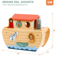 WOOMAX - Arca de Noé de madera, Zookabee, Animales juguete, Encajables bebé, Juego encaje, Encajar figuras, Juguetes niños 2 años, Juegos educativos, Motricidad fina, Clasificador de formas - details 4