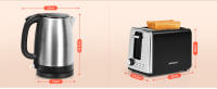 Combo Desayuno Premium: Tostadora 2 Rebanadas 750W + Hervidor Eléctrico 2000W, 1.7L, , Acero Inoxidable, Sin BPA - details 1