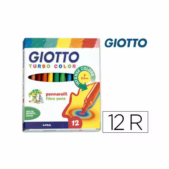 Rotulador giotto turbo color caja de 12 colores lavables con punta bloqueada Giotto - 1