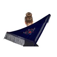 Mantón de Manila bordado de flor colores liso para niña, Manton de Flamenco para el Vestido de Feria, Sevillana o Flamenca Color Negro Rojo Blanco Rosa Azul 110cm x45cm - details 1