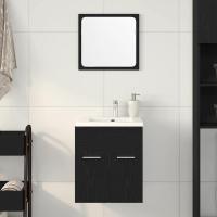 vidaXL Juego de muebles de baño 2 pzas Madera ingeniería en color Roble negro/Blanco brillante/Gris hormigón y más | almacenamiento funcional diseño moderno para baño dormitorio sala - details 0