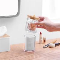 Organizador De Maquillaje Multifuncional En Acrílico Con Caja De Almacenamiento Para Palitos De Cotonete Caja De Baño Ecológica Con Tapa De Bambú - details 6