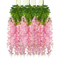12pcs Guirnalda De Flores Artificiales De Wisteria Para Decoración De Bodas Y Hogar Material De Seda Adorno De Jardín Y Techo - details 3