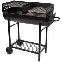 Aktive Barbecue - Barbacoa rectangular de carbón, 97x42x96 cm, estructura de metal, con ruedas, fácil transporte, doble parrilla, regulable, para terrazas, jardín, exterior, depósito cenizas - details 0