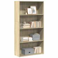 vidaXL Estantería de madera de ingeniería 80x30x152 cm en color Roble Sonoma/Blanco/Gris sonoma y más | almacenamiento funcional diseño moderno para baño dormitorio sala - details 0