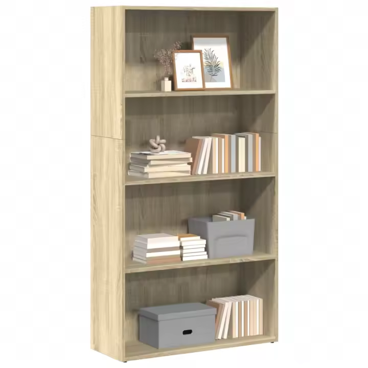 vidaXL Estantería de madera de ingeniería 80x30x152 cm en color Roble Sonoma/Blanco/Gris sonoma y más | almacenamiento funcional diseño moderno para baño dormitorio sala - 1