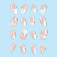24pcs/set Uñas Postizas Cortas En Gradient Nude Rosa Jalea Brillante Estilo Cuadrado Ballet Frances Reutilizables Press on Falsas Uñas - details 28