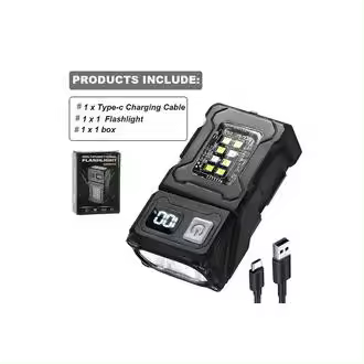 MINI linterna LED recargable por USB, linterna portátil con imán trasero, linterna de Camping superbrillante, luz de emergencia COB lateral - 1