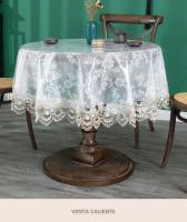 Mantel De Lámina Transparente De Encaje Bordado PVC Para Mesa Redonda Hogar Resistente Al Agua Y Aceite Estilo Europeo - details 13