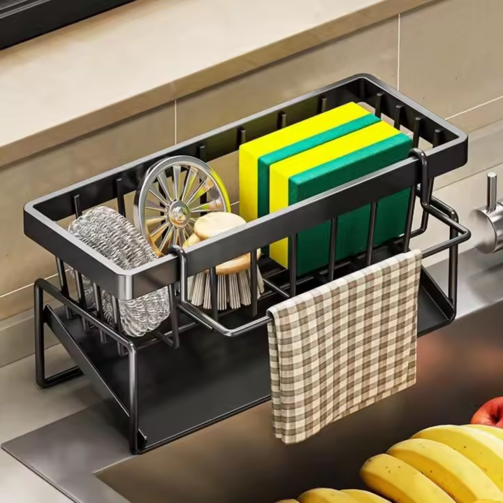 Organizador De Cocina Y Baño 1pc Rack De Almacenamiento Para Fregadero Soporte Para Esponja En Grifo De Cocina Bandeja Ordenada Para Herramientas De Cocina Y Baño - 1
