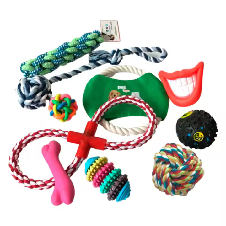 Juguetes mordedores para perros, cuerda para masticar, juguete duradero para morder para perro, herramientas de entrenamiento, 100% Algodón - 10 Piezas - 1