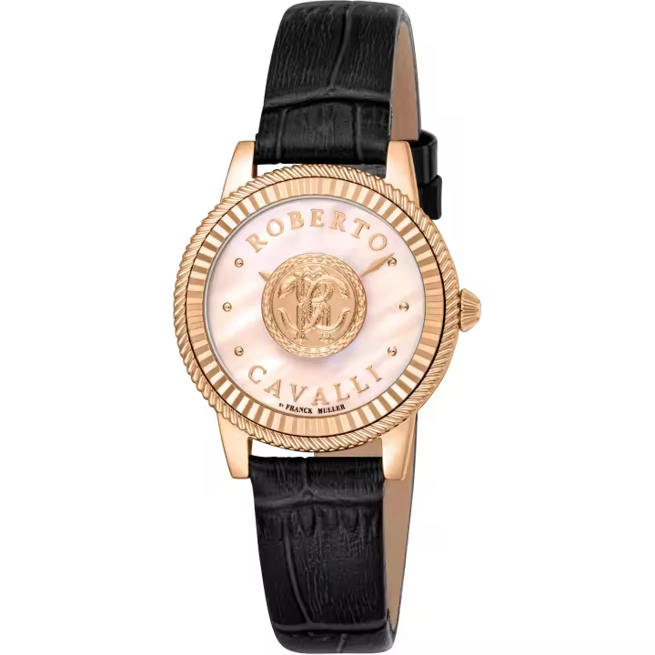Reloj de pulsera Roberto Cavalli by Franck Muller - RV1L228L0021 correa color: Negro Dial Mother of Pearl Nácar Oro rosa Mujer - 1